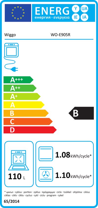 Wiggo WO‑E905R(BB) – Vrijstaand gasfornuis – 90 cm – 5 kookzones met wokbrander – 110L elektrische oven – Zwart – Elektrische vonkontsteking & vlambeveiliging – Energieklasse B – 5 jaar garantie