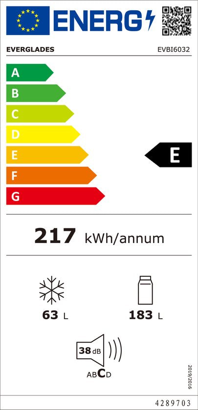 Everglades EVBI6032 - Inbouw Koel-vriescombinatie