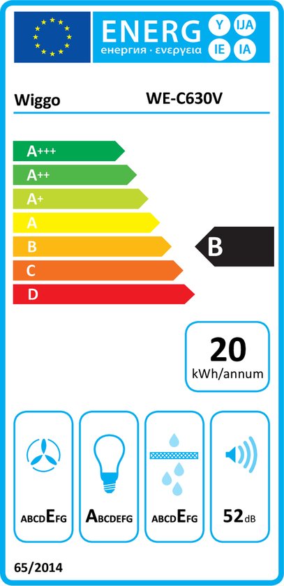 Wiggo WE-C630V(X) – Onderbouw Afzuigkap