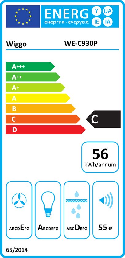 Wiggo WE‑C930P(X) – Wandschouw Afzuigkap