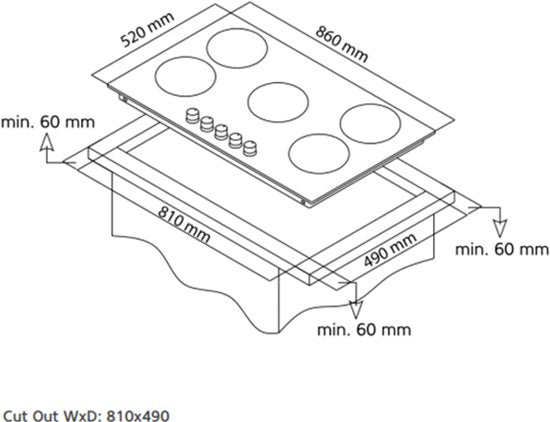 Everglades EVBI8950 - Inbouw Gaskookplaat