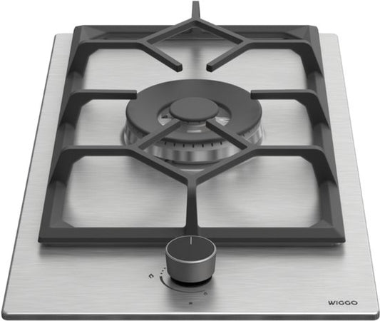 Wiggo WH-G331RD(X) - Inbouw Gaskookplaat - Wok brander - 30 cm - 1 Kookzone - Gietijzeren pannendragers - 5 jaar garantie - Roestvrijstaal