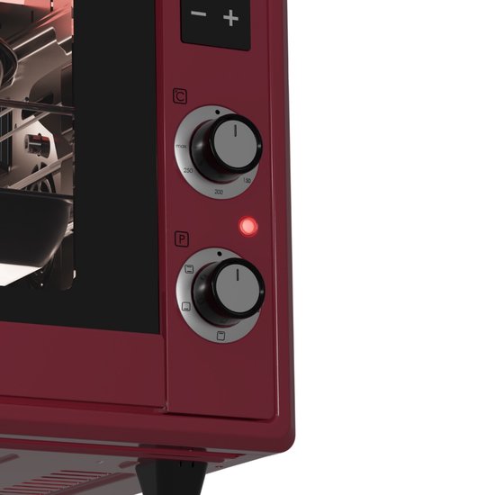Wiggo WMO-E657(R) - Vrijstaande Mini Oven - Elektrisch - 60 CM - 65 liter - 2000 W - 5 Jaar Garantie - Rood