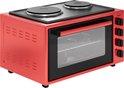 Wiggo WMO-E4562H(R) - Vrijstaande Mini Oven met kookplaat - Electrisch - 60 CM - 45 liter - 3534 W - 5 Jaar Garantie - Rood