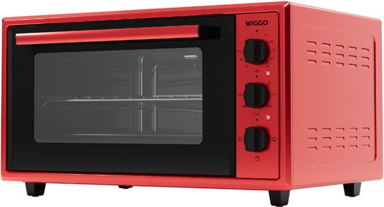 Wiggo WMO-E456(R) - Vrijstaande Mini Oven - Electrisch - 60 CM - 45 liter - 2000 W - 5 Jaar Garantie - Rood