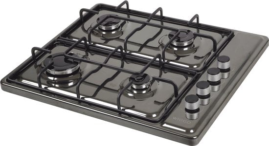 Wiggo WH-G604F(T) – Vrijstaande gaskookplaat – 60 cm – 4 kookzones – Geschikt voor aardgas en butaangas – Thermokoppel beveiliging – Titanium