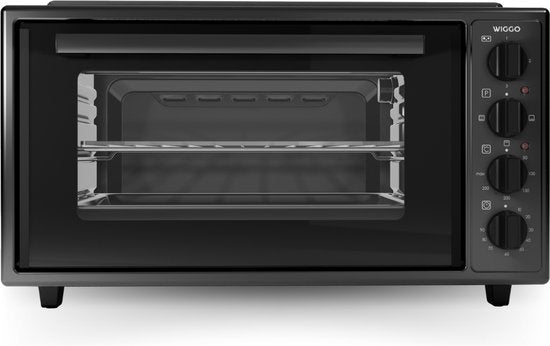 Wiggo WMO-E4562H(B) - Vrijstaande Mini Oven met kookplaat - Electrisch - 60 CM - 45 liter - 3534 W - 5 Jaar Garantie - Zwart