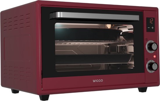 Wiggo WMO-E657(R) - Vrijstaande Mini Oven - Elektrisch - 60 CM - 65 liter - 2000 W - 5 Jaar Garantie - Rood