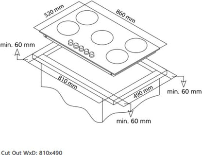 Everglades EVBI8950 - Inbouw Gaskookplaat