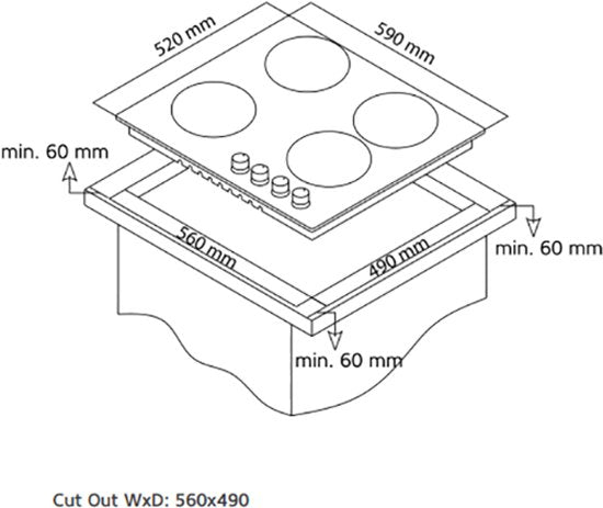 Everglades EVBI8650 - Inbouw Gaskookplaat