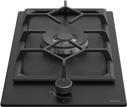 Wiggo WH-G331RD(B) - Inbouw Gaskookplaat - Wok brander - 30 cm - 1 Kookzone - Gietijzeren pannendragers - 5 jaar garantie - Zwart Geëmailleerd
