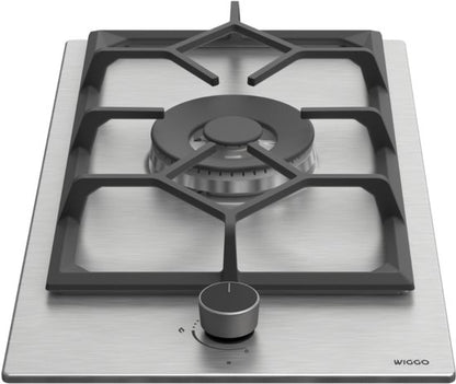 Wiggo WH-G331RD(X) - Inbouw Gaskookplaat - Wok brander - 30 cm - 1 Kookzone - Gietijzeren pannendragers - 5 jaar garantie - Roestvrijstaal