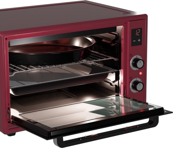 Wiggo WMO-E657(R) - Vrijstaande Mini Oven - Elektrisch - 60 CM - 65 liter - 2000 W - 5 Jaar Garantie - Rood