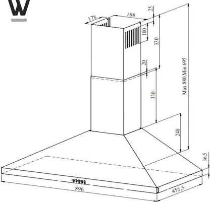 Wiggo WE‑C930P(B) – Wandschouw Afzuigkap