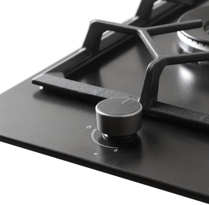 Wiggo WH-G331RD(B) - Inbouw Gaskookplaat - Wok brander - 30 cm - 1 Kookzone - Gietijzeren pannendragers - 5 jaar garantie - Zwart Geëmailleerd