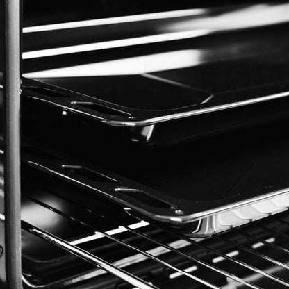 Wiggo WO‑E969R(XX) – Vrijstaand gasfornuis – 90 cm – 6 kookzones met dubbele wokbrander – 110L elektrische oven – Roestvrijstaal – Elektrische vonkontsteking & vlambeveiliging – Energieklasse B – 5 jaar garantie