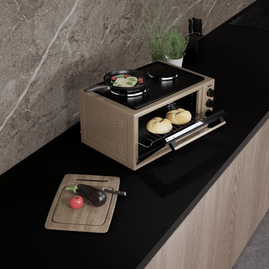 Wiggo WMO-E4562H(C) - Vrijstaande Mini Oven met kookplaat