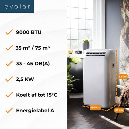 Evolar Mobiele Airco Zonder Afvoerslang - met Luchtontvochtiger