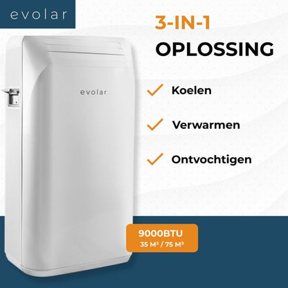 Evolar Mobiele Airco Zonder Afvoerslang - met Luchtontvochtiger