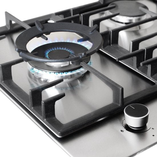 Wiggo WH-G935RR(X) - Inbouw Gaskookplaat - Wok brander - 90 cm - 5 Kookzones - Gietijzeren pannendragers - 5 jaar garantie - Roestvrijstaal