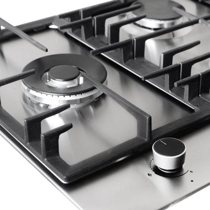 Wiggo WH-G935RR(X) - Inbouw Gaskookplaat - Wok brander - 90 cm - 5 Kookzones - Gietijzeren pannendragers - 5 jaar garantie - Roestvrijstaal