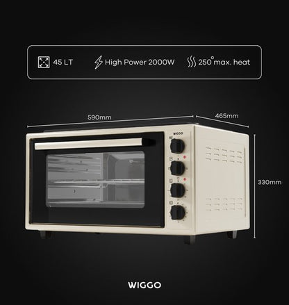 Wiggo WMO-E4562H(C) - Vrijstaande Mini Oven met kookplaat