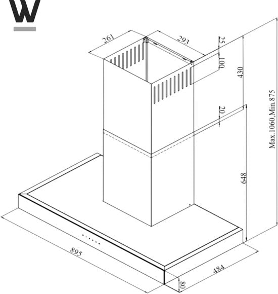 Wiggo WE-A941T(B) – T-Model Wandschouw Afzuigkap