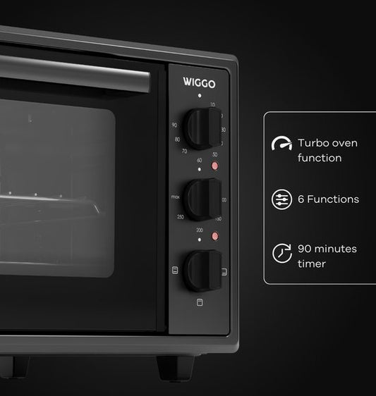 Wiggo WMO-E456(B) - Vrijstaande Mini Oven - Electrisch - 60 CM - 45 liter - 2000 W - 5 Jaar Garantie - Zwart