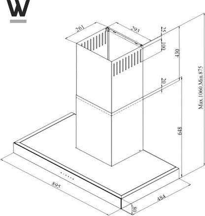 Wiggo WE-A941T(X) – T-Model Wandschouw Afzuigkap