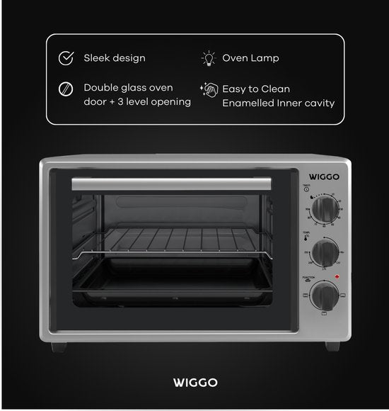 Wiggo WMO-E353(X) - Vrijstaande Mini Oven - Electrisch - 50 CM - 35 liter - 1800 W - 5 Jaar Garantie - Roestvrijstaal