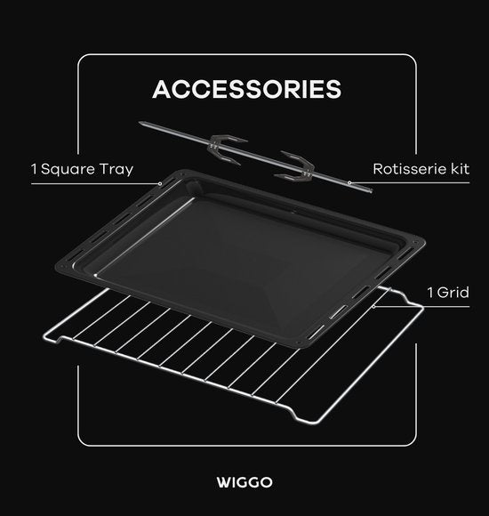 Wiggo WMO-E456(X) - Vrijstaande Mini Oven - Electrisch - 60 CM - 45 liter - 2000 W - 5 Jaar Garantie - Roestvrijstaal