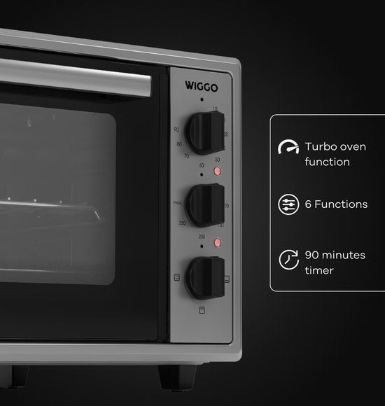 Wiggo WMO-E456(X) - Vrijstaande Mini Oven - Electrisch - 60 CM - 45 liter - 2000 W - 5 Jaar Garantie - Roestvrijstaal