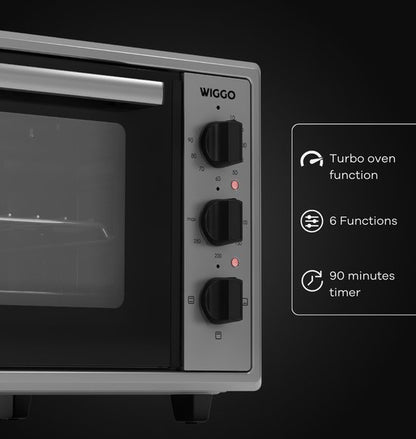 Wiggo WMO-E456(X) - Vrijstaande Mini Oven - Electrisch - 60 CM - 45 liter - 2000 W - 5 Jaar Garantie - Roestvrijstaal