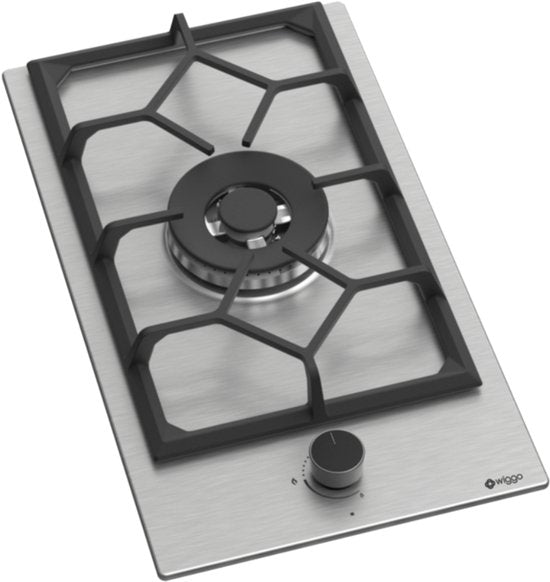 Wiggo WH-G331RD(X) - Inbouw Gaskookplaat - Wok brander - 30 cm - 1 Kookzone - Gietijzeren pannendragers - 5 jaar garantie - Roestvrijstaal