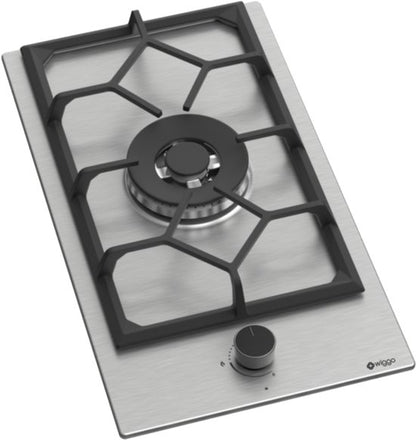 Wiggo WH-G331RD(X) - Inbouw Gaskookplaat - Wok brander - 30 cm - 1 Kookzone - Gietijzeren pannendragers - 5 jaar garantie - Roestvrijstaal