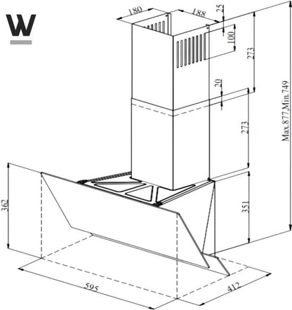 Wiggo WE-A642G(B) – Schuine Afzuigkap