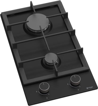 Wiggo WH-G332RD(B) - Inbouw Gaskookplaat - 30 cm - 2 Kookzones - Gietijzeren pannendragers - 5 jaar garantie - Zwart Geëmailleerd