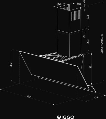 Wiggo WE-A642G(B) – Schuine Afzuigkap