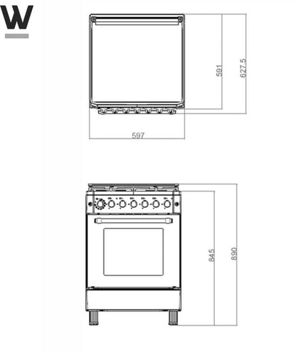 Wiggo WO-E639R(XX) – Vrijstaand gasfornuis – 60 cm – 5 kookzones – met wokbrander – 56L elektrische oven – Roestvrijstaal – Elektrische vonkontsteking & vlambeveiliging – Energieklasse A – 5 jaar garantie