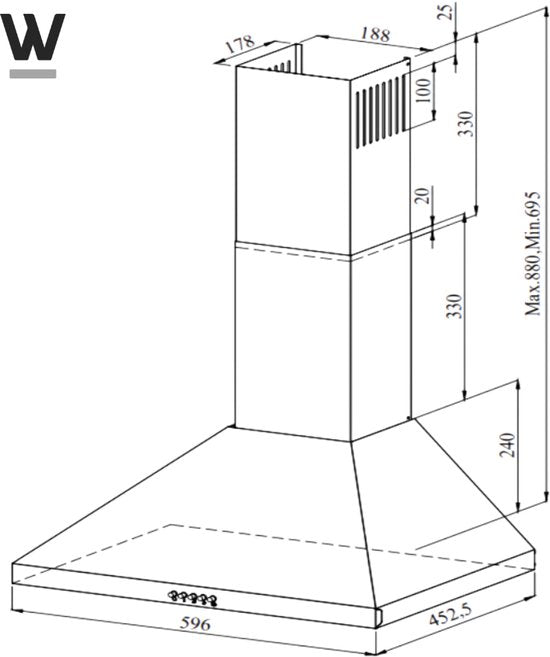 Wiggo WE‑D630P(B) – Wandschouw Afzuigkap