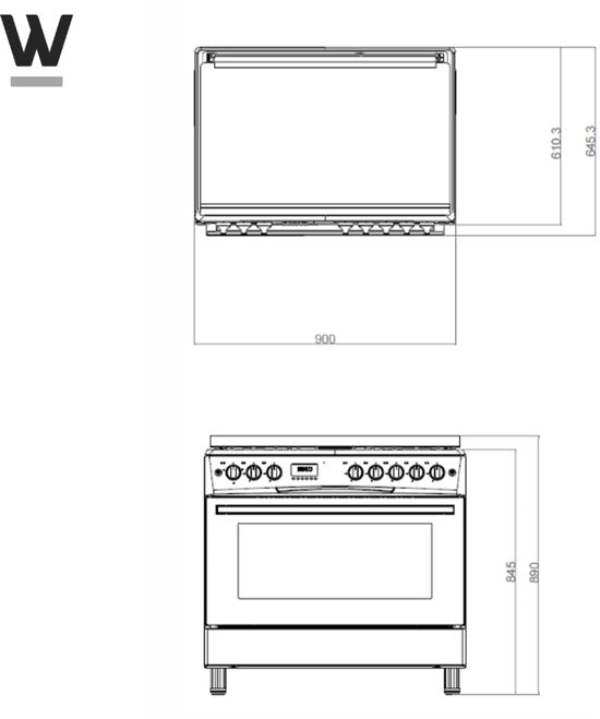 Wiggo WO‑E909R(XX) – Vrijstaand gasfornuis – 90 cm – 5 kookzones met wokbrander – 110L elektrische oven – Roestvrijstaal – Elektrische vonkontsteking & vlambeveiliging – Energieklasse B – 5 jaar garantie