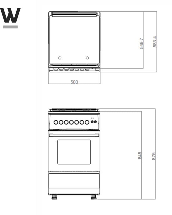 Wiggo WO-E503A(XX) - Vrijstaand - Gasfornuis - 50 cm - 52 Liter - 4 pitten - Energieklasse A - 5 jaar garantie - Roestvrijstaal