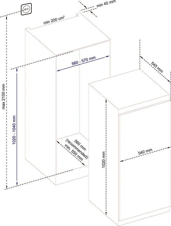 Everglades EVBI6020 - Inbouw Koelkast