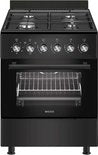 Wiggo WO‑E603R(BB) – Vrijstaand gasfornuis – 60 cm – 4 kookzones – 56L elektrische oven – Zwart – Elektrische vonkontsteking & vlambeveiliging – Energieklasse A – 5 jaar garantie